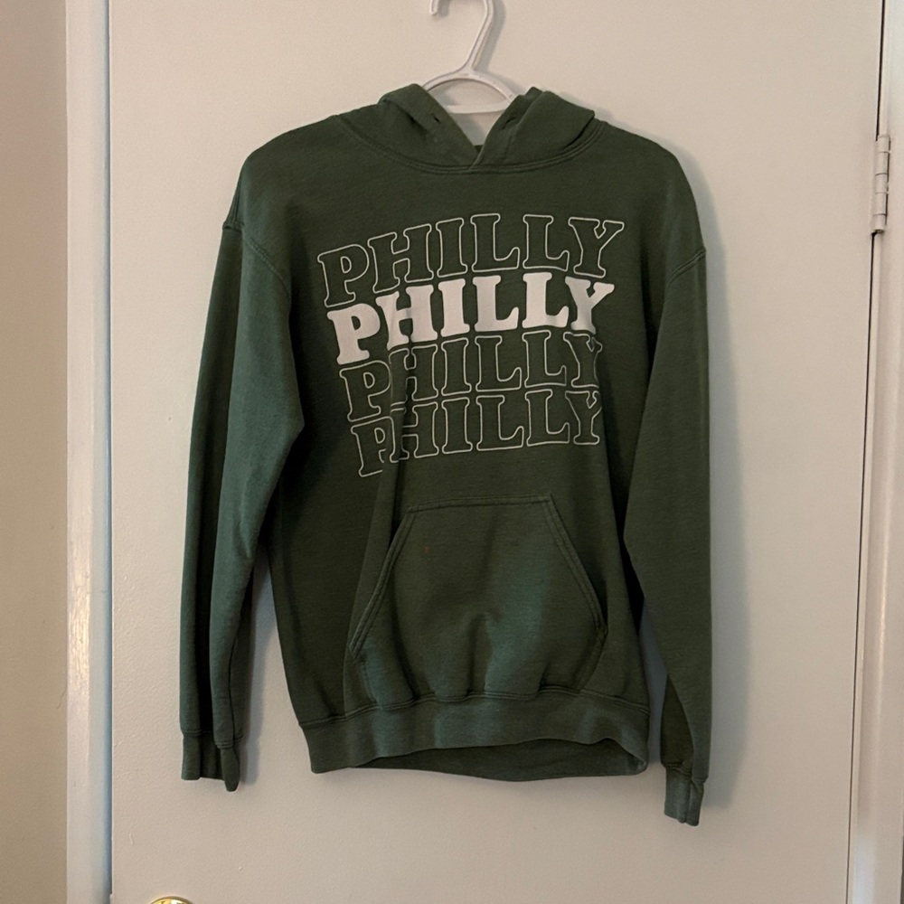Green Hoodie with 'Philly' Print